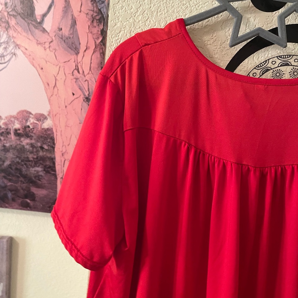Womens Short sleeve red thin button front top size 3XL pre-owned - Picture 8 of 11